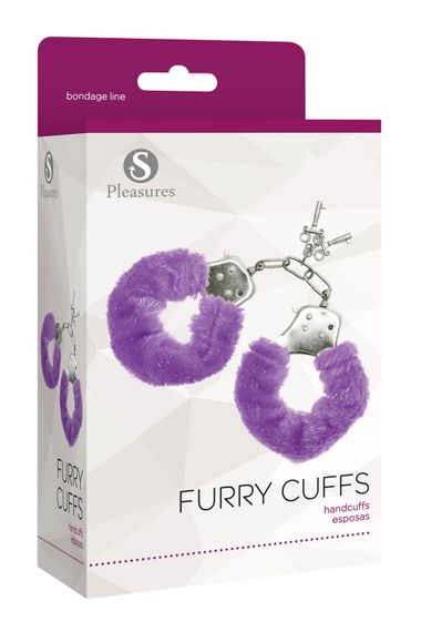 Наручники S Pleasures Furry Cuffs Purple з пухнастим оздобленням, 2 ключі в комплекті | Зображення 1