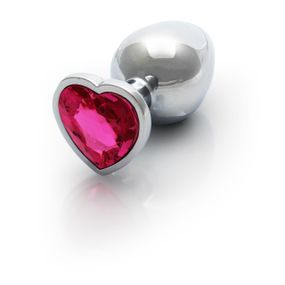 Металева анальна пробка Heart Gem, розмір M, колір: сріблястий/рожевий Ouch! (Нідерланди) Sex Aura