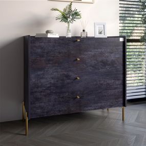 Комод із 4 шухлядами LION Wood із золотими ніжками 100х90х45 см Бетон темний (LION-042960)