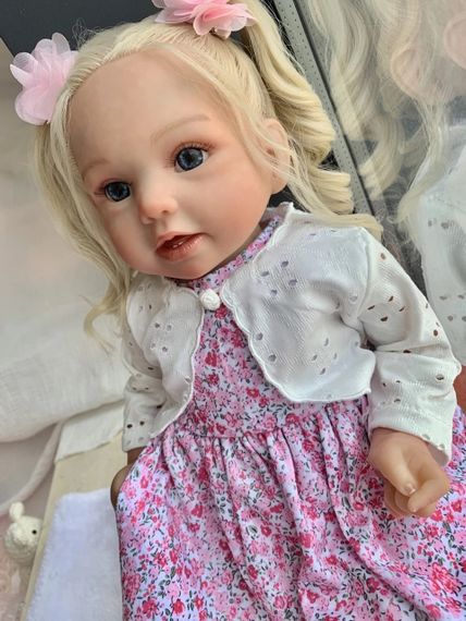 Колекційна Силіконова Лялька Реборн Пупс Дівчинка Блондинка Марта (Вінілова Лялька) Висота 50 см | Зображення 3