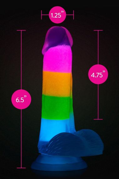 Фалоімітатор реалістичний на присосці Blush Neo Elite, що світиться в темряві, райдужний sexstyle | Зображення 4