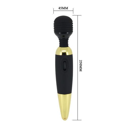 Классический вибратор – Pretty Love Power Wand Black Gold Sex Aura | Зображення 5