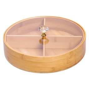 Кругла бамбукова менажниця на 4 секції (діаметр 25 см)