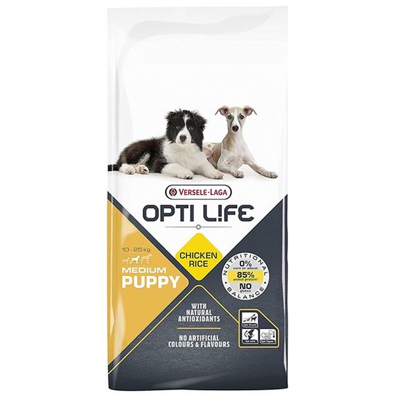 Сухий корм з куркою для щенят середніх та великих порід Opti Life Puppy Medium, 12.5 кг