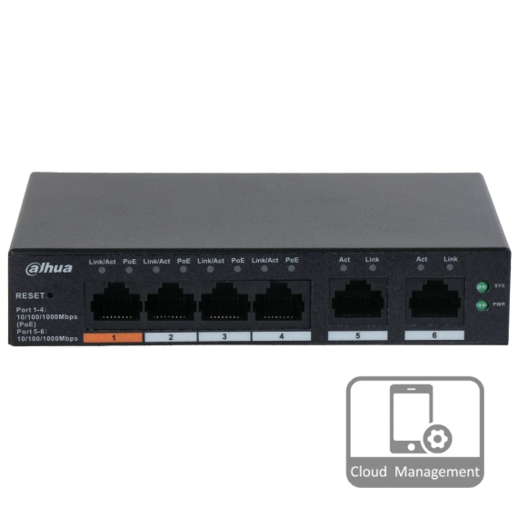 Dahua DH-CS4006-4GT-60 PoE Комутатор 6 портів керований