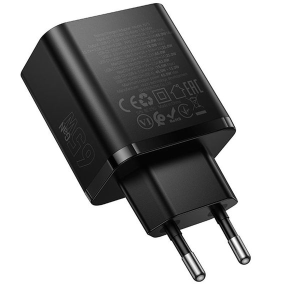 СЗУ Hoco N75 Grande 65W QC+PD (1USB-A/2C) Black | Зображення 5