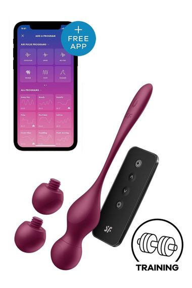 Шарики Кегеля с вибрацией Satisfyer Love Birds Vary и сменными грузами, бордовые Sex Aura