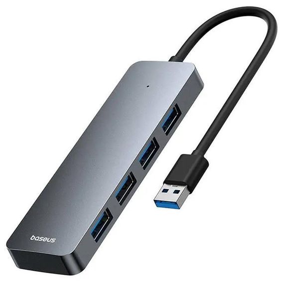 Перехідник HUB Baseus UltraJoy Series Lite 4-Port (USB-A to 4xUSB3.0+Type-C) (1m) (B0005280B811-02) Space Grey