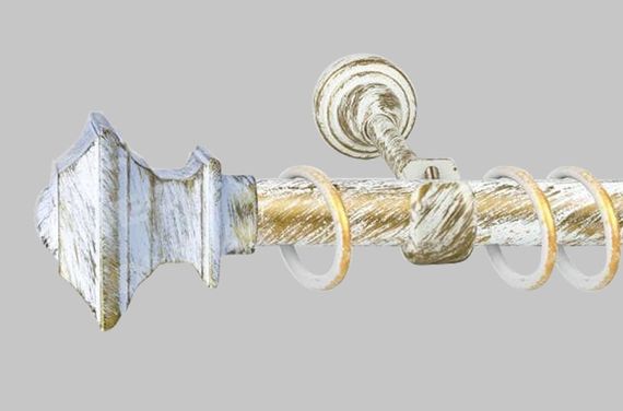 Карниз для штор однорядний металевий 25 мм, Борджеза (комплект) Біле Золото 320 см (стик труб)