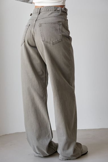 Широкі джинси Palazzo із затяжками на поясі - сірий цвет, 36р (є розміри) | Зображення 1