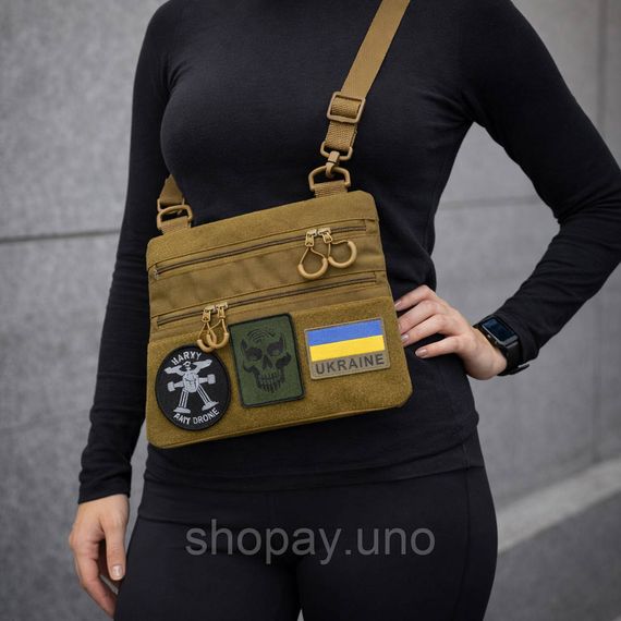 Тактична сумка через плече з панеллю для патчів Cordura койот | Зображення 9