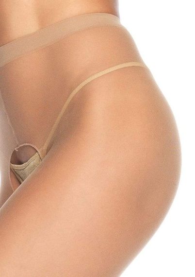 Колготки нейлоновые Leg Avenue Sheer Crotchless Pantyhose с вырезом бежевого цвета, O/S sexstyle | Зображення 1