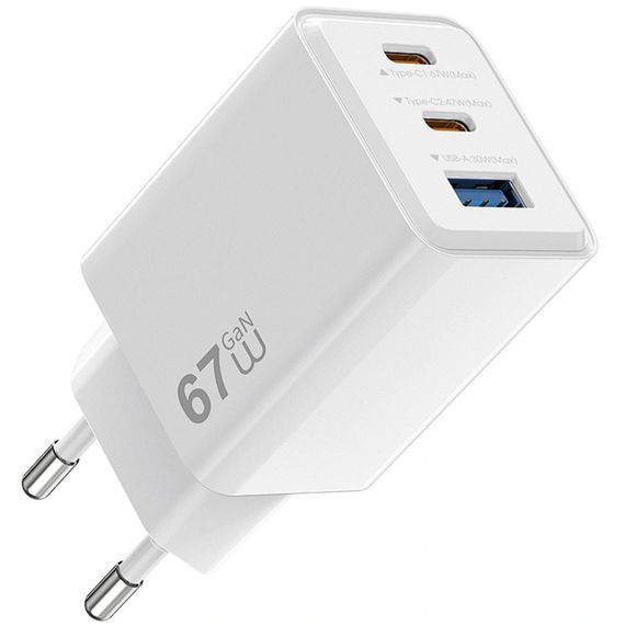 СЗУ WIWU G026 Cube PD67W+QC3.0 GaN (1USB-A/2C) White