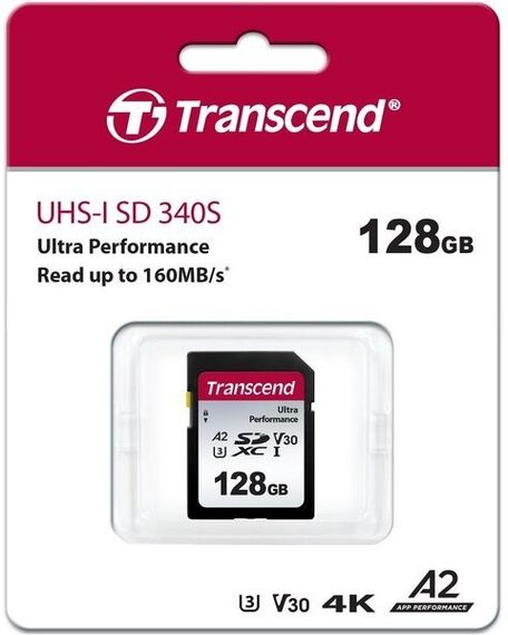 Карта пам'яті Transcend SD 128GB C10 UHS-I U3 A2 R160/W90MB/s 4K (TS128GSDC340S) | Зображення 1