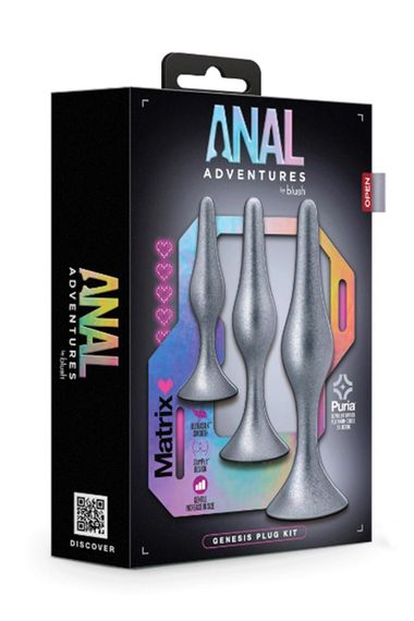Набір анальних пробок срібний,ANAL ADVENTURES MATRIX GENESIS PLUG KIT Sex Aura | Зображення 4