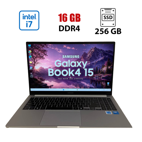 Ультрабук Samsung Galaxy Book4 15 NP750XGK / 15.6" (1920x1080) IPS / Intel Core 7 150U (10 (12) ядер по 1.8 - 5.4 GHz) / 16 GB DDR4 / 256 GB SSD / Intel Graphics / WebCam б/в