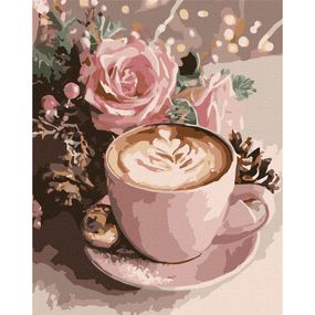 Картина по номерам "Новогоднее капучино" KHO5743 с красками металлик 40х50 см