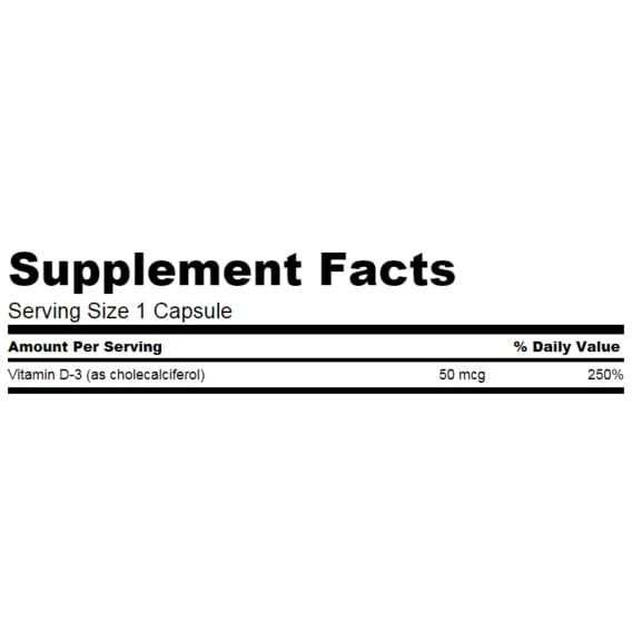 Витамин D Swanson Vitamin D3 - Higher Potency 50 mcg 250 Caps SWA-11210 | Зображення 2
