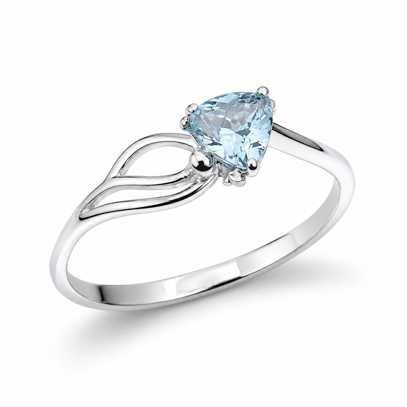 Кольцо из белого золота с топазом и бриллиантом К-0737 15.5