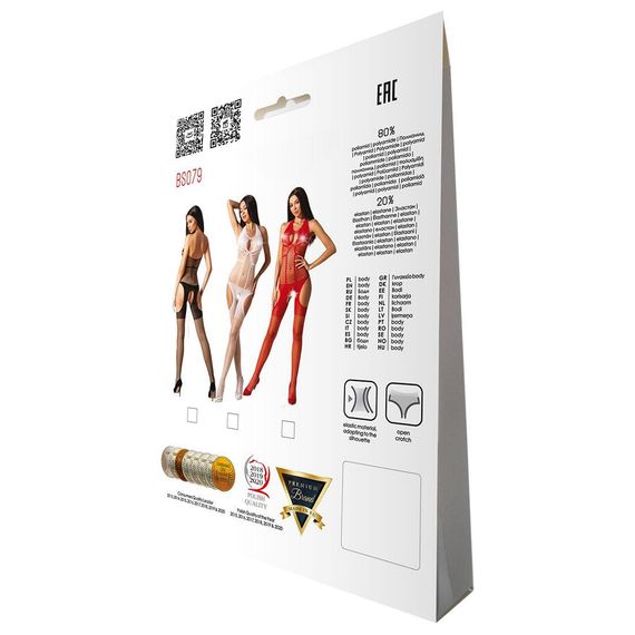 Бодістокінг з імітацією панчох Passion BS079 white, One size | Зображення 5