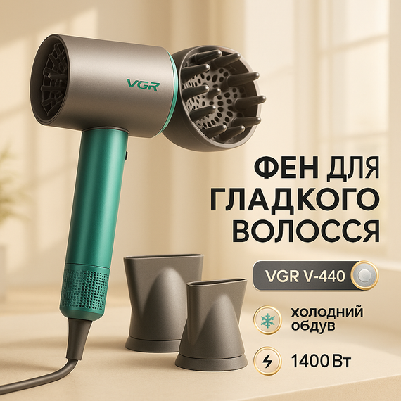 Фен професійний домашній для волосся VGR, Фени для сушіння волосся Фен укладання салонний UA-41