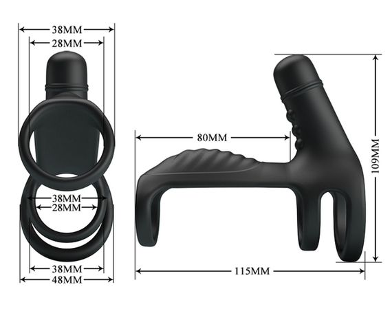 Насадка з вібрацією Pretty Love - VIBRATING PENIS SLING, 10 vibration functions, BI-210276 Sex Aura | Зображення 8