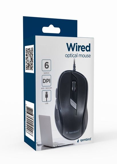 Оптична мишка Gembird MUS-6B-01, USB интерфейс, чорний колір | Зображення 3
