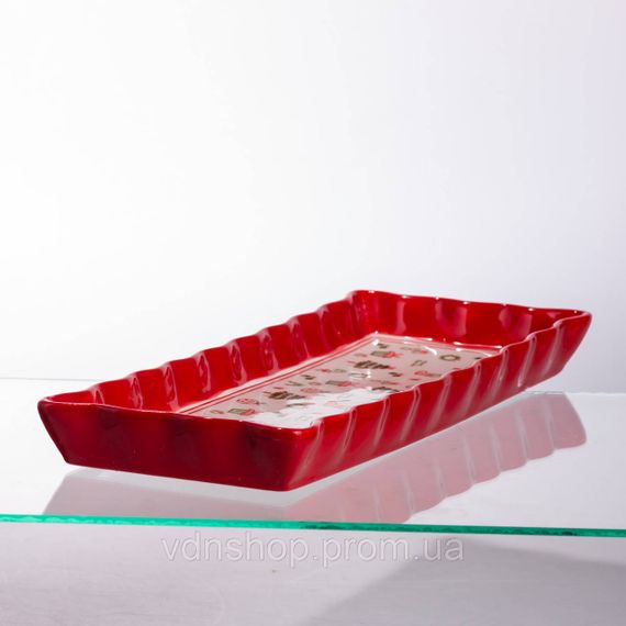 Блюдо сервировочное новогоднее для закусок Merry Christmas 36.5×13×3 (см) из фарфора CR-1-16 | Зображення 3