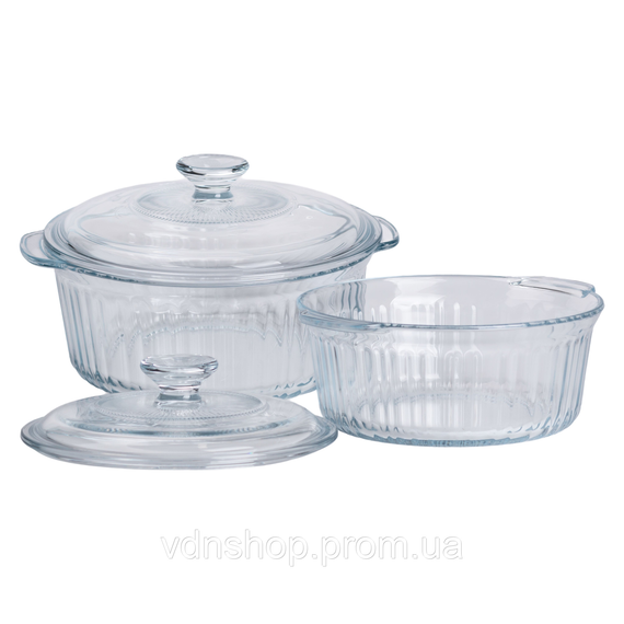Форми для запікання набір 2 шт скляні з кришками круглі HP-34-26 | Зображення 2