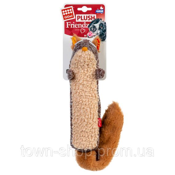Игрушка для собак Белка с пищалкой GiGwi Plush, текстиль, 29 см | Зображення 1