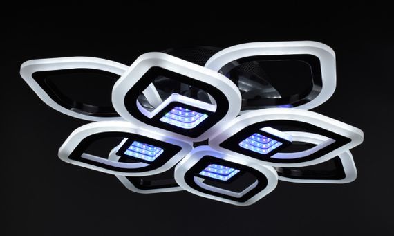 Люстра світлодіодна стельова LED світильник для квартири на стелю лед з пультом 26064 Чорний 10х44х44 см. | Зображення 7