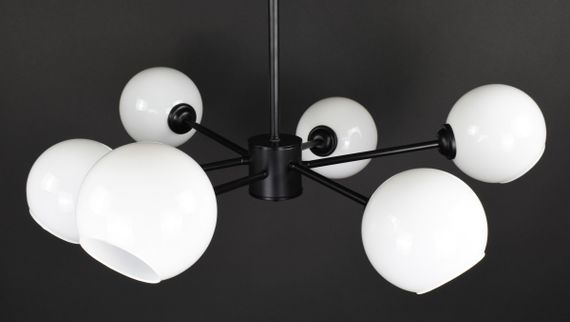 Люстра стельова на 6 лампочок 27827 Чорний 24-59х80х80 см. | Зображення 2