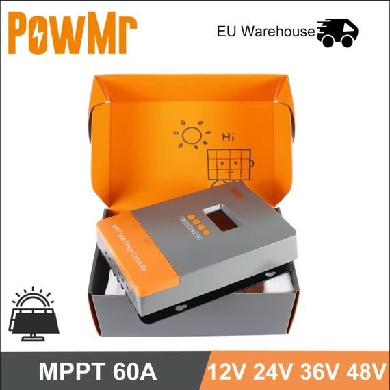 Контроллер солнечной батареи  PowMr Pro MPPT 60 A (12 В 24 В 36 В 48 В) Lifepo4