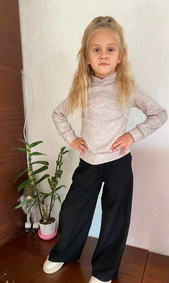 Детские брюки палаццо для девочки школьные штаны цвет черный размер 146, SBR129 | Зображення 2