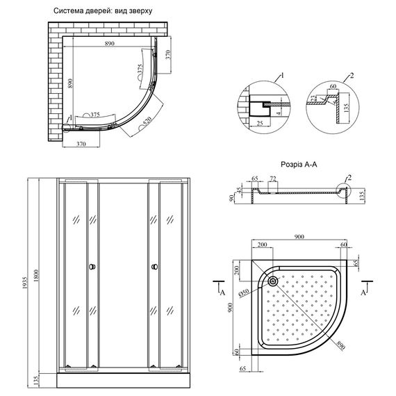Душова кабіна Agua Cascad - S.F.G.90x90 см (CV035439) | Зображення 1
