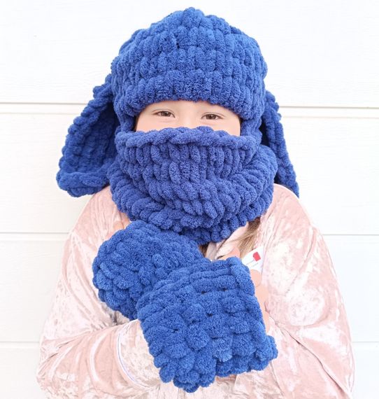 Синя дитяча шапка-балаклава