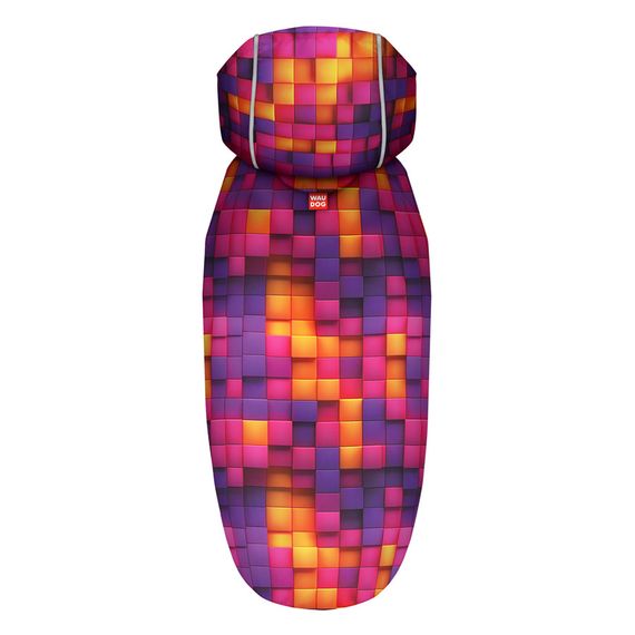 Дощовик-накидка з капюшоном для собак WAUDOG Clothes, малюнок "Куби 3Д",L, А 48-52 см, B 60-70 см, С 42-52 см | Зображення 2