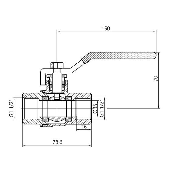 Кран кульовий SD Plus 1" 1/2 ВР для газу (важіль) SD600NG40PN40 | Зображення 1