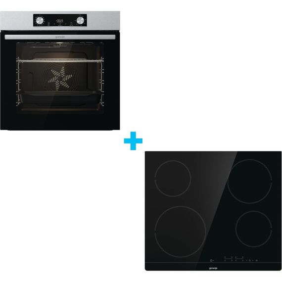 Комплект Gorenje (духовка + поверхность стеклокерамич. BO6737E02X - нерж. + ECT41SC - чорна) SET_BO6737E02X_ECT41SC