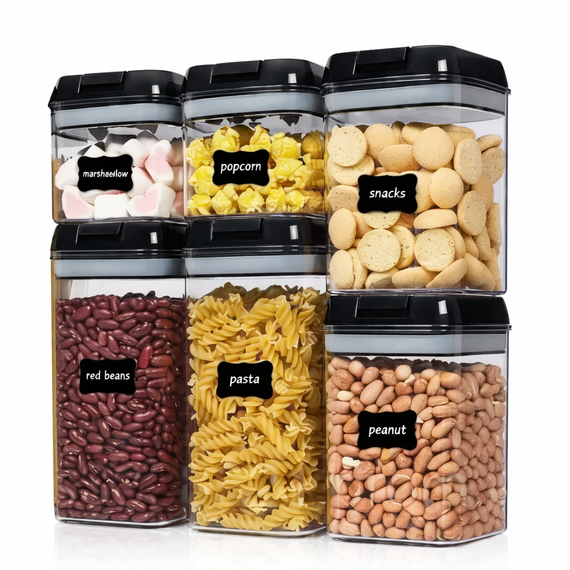 Набір контейнерів для зберігання сипких продуктів Food Storage Container, 6 шт., герметичні пластикові ємності з кришками | Зображення 2