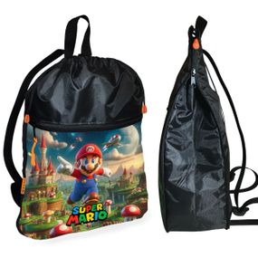 Рюкзак-мішок для взуття, спортивної форми Супер Маріо «Super Mario» дитяча сумка для змінки з розширювачем (01321)