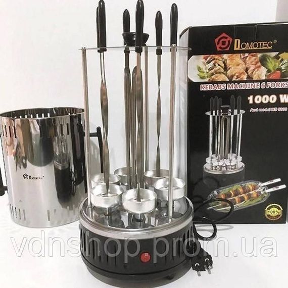Шашлычница электрическая Domotec MS-7781 на 6 шампуров 1000Вт вертикальная с нержавеющей стали JL-80 | Зображення 5