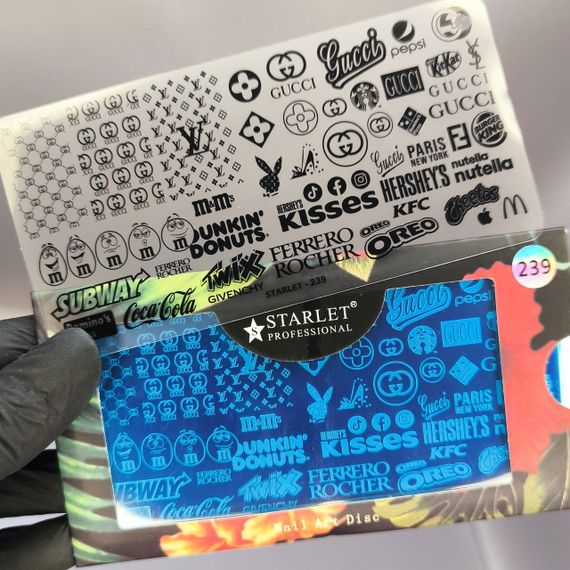 Пластина с трафаретом 239 для стемпинга Starlet Professional (12х6см)