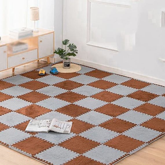 Підлога-пазл плюшевий 30х30х1см Коричневий (D) SW-00002082 | Зображення 7