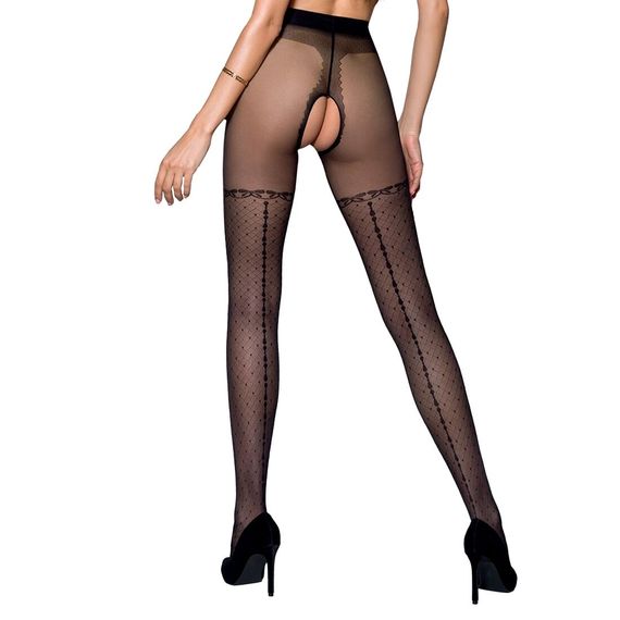 Колготки з відкритим доступом, імітація панчіх Passion TIOPEN 014 3/4 (20 den), black | Зображення 1