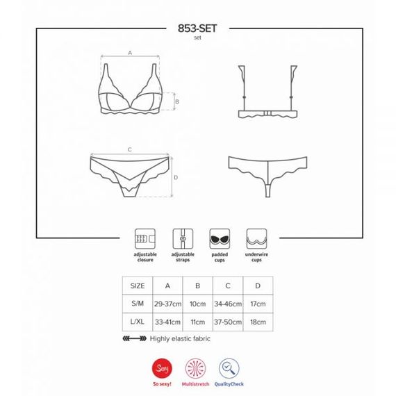 Комплект Obsessive 853-SET-3 2 pcs set red S/M, Бежевый; красный, S/M | Зображення 2