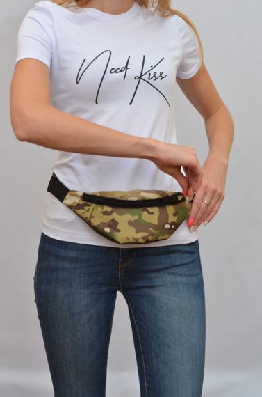 Сумка поясна бананка 4Profi Міні з принтом Камуфляж пісок з одним відділенням 20074