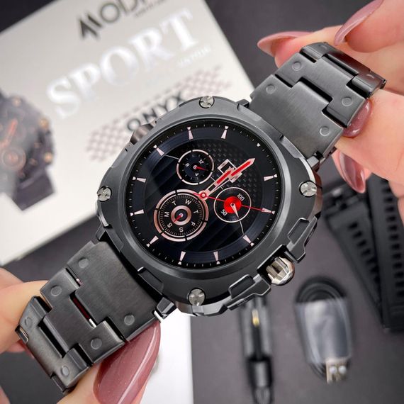 Розумний годинник Modfit Onyx Black Steel + ремінець в подарунок STOPPED | Зображення 1