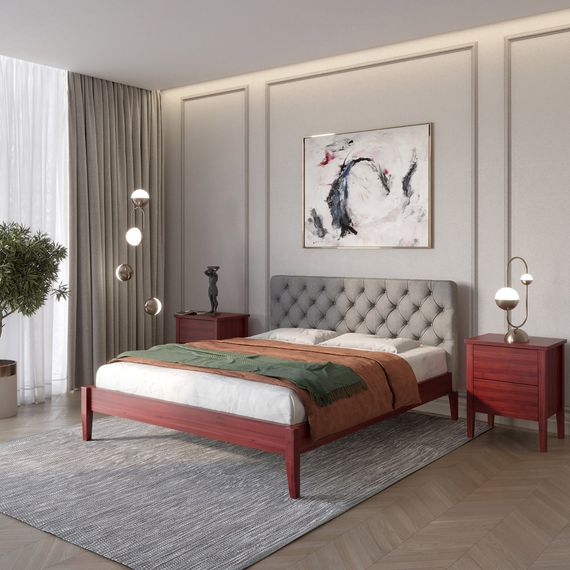 Двоспальне дерев&#039;яне ліжко Mebigrand Рим ДК Махонь/Аляска 93 (Сірий) Б3 180х200 см (MBG-5059)