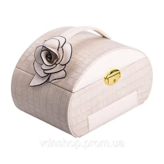 Скринька для прикрас з еко шкіри 3 яруси із замком органайзер для ювелірних виробів HP-5-21BE | Зображення 4